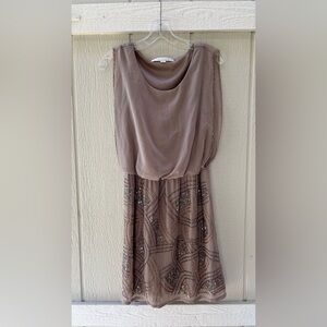 LC Lauren Conrad Taupe Sequin Backless Dress